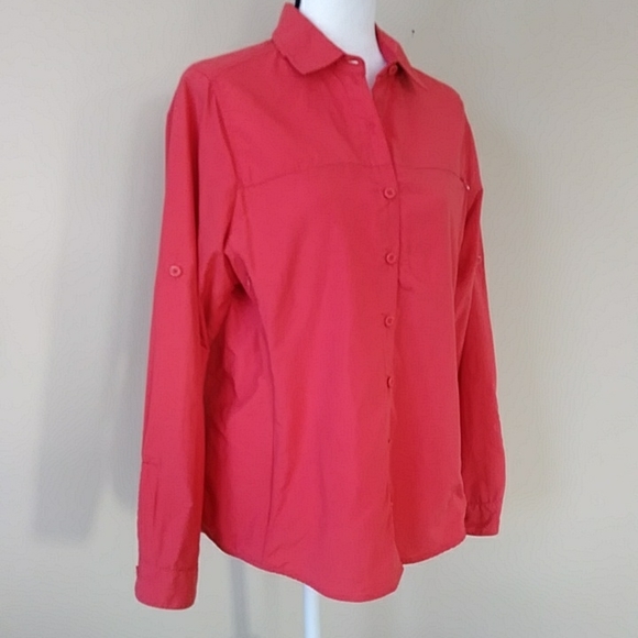 REI Vented Recreational Outdoor Adventure Hiking Shirt L Orange Coral - Picture 10 of 16